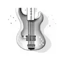 A blackwork tattoo of an electric bass guitar with intricate details tattoo design idea