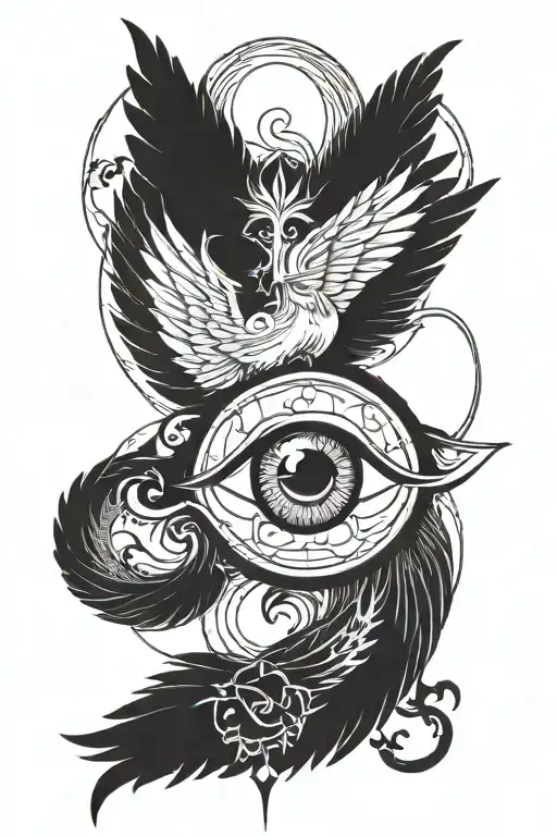 biblical seraphim eye tattoo design idea