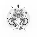 tattoo based on my life so far, I was raised by my grandparents, my mother died young, I became a nurse, I play several  tattoo design idea