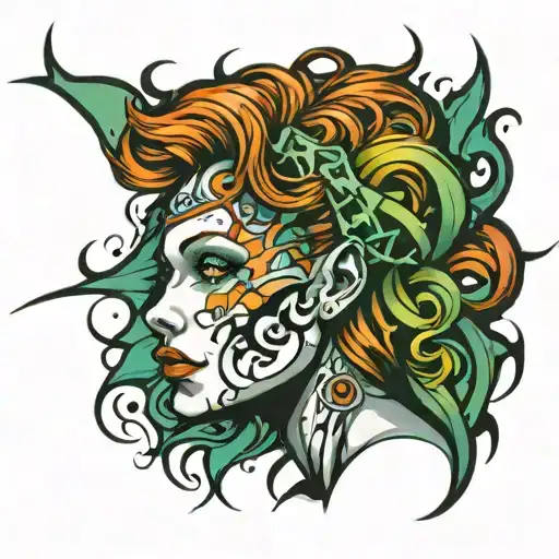 crazy redhead tattoo design idea