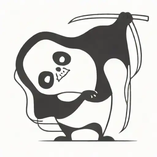 grim reaper with panda face tattoo design idea