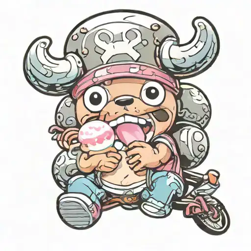 tony chopper eating cotton candy tattoo design idea