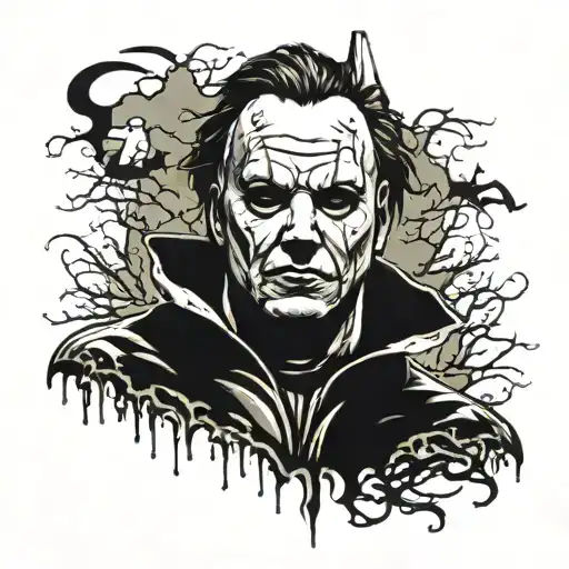 Michael Myers wearing a Batman mask tattoo design idea