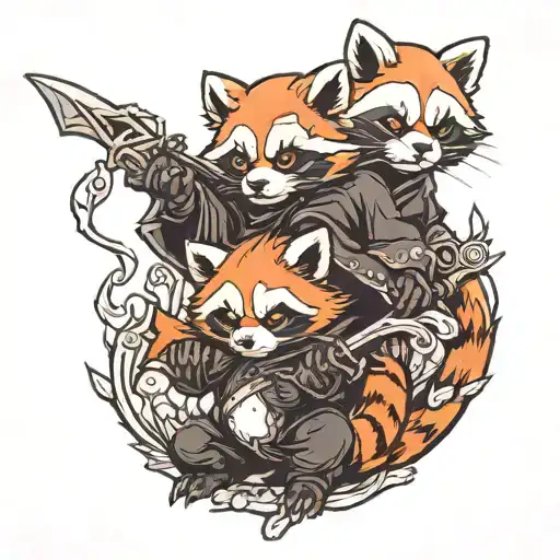 grim reaper with baby red panda tattoo design idea
