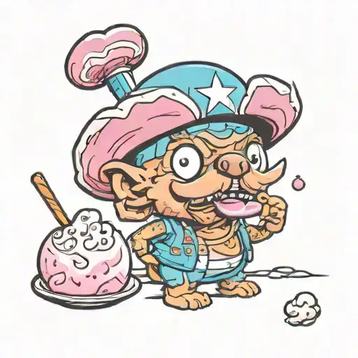 tony chopper eating cotton candy tattoo design idea