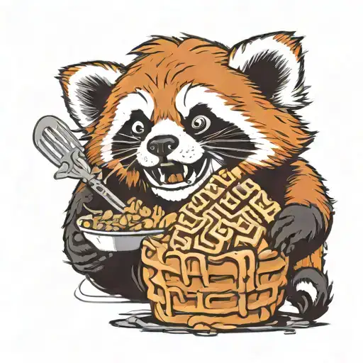 red panda making waffles tattoo design idea