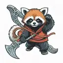 red panda dressed in a black hood holding a scythe tattoo design idea