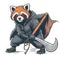 red panda dressed in a black hood holding a scythe tattoo design idea