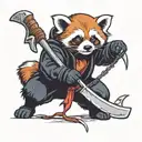 red panda dressed in a black hood holding a scythe tattoo design idea