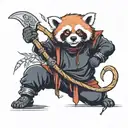 red panda dressed in a black hood holding a scythe tattoo design idea