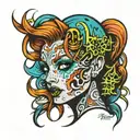 crazy redhead tattoo design idea