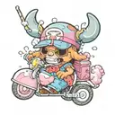 tony chopper eating cotton candy tattoo design idea
