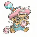 tony chopper eating cotton candy tattoo design idea
