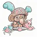 tony chopper eating cotton candy tattoo design idea