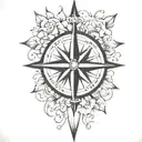 compass rose blooming tattoo design idea