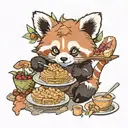 red panda making waffles tattoo design idea
