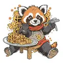 red panda making waffles tattoo design idea