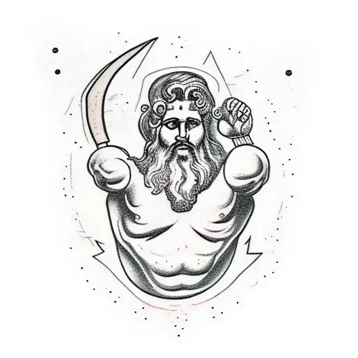 zeus with the Earth in his hands, lightning streak tattoo design idea