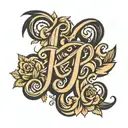 cursive font initials KP overlapping tattoo design idea