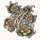 cursive font initials KP overlapping tattoo design idea