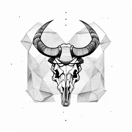 rams skull filled in with geometry  tattoo design idea