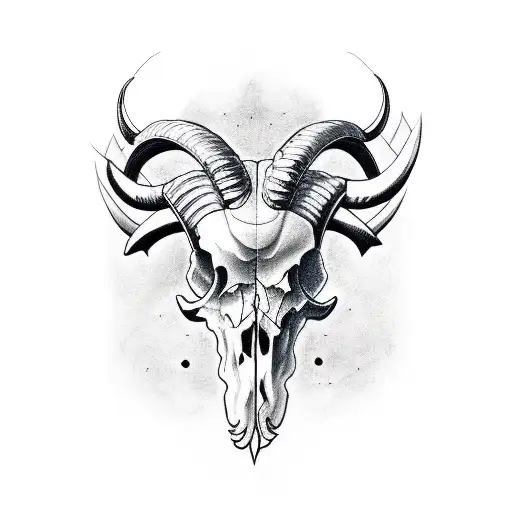 rams skull filled in with geometry  tattoo design idea