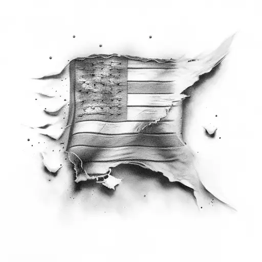 ripped skin American flag tattoo design idea