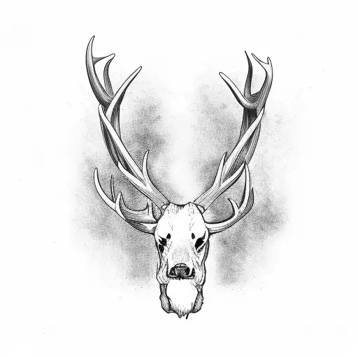 buck ripping skin with antler tattoo design idea