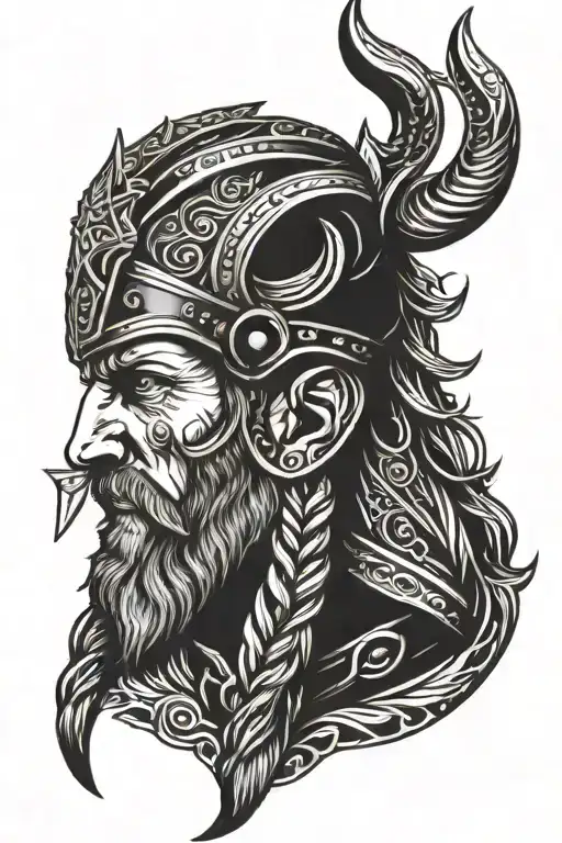 vikings head tattoo design idea