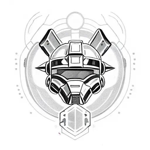 standing Cubone wearing halo master chief helmet tattoo design idea