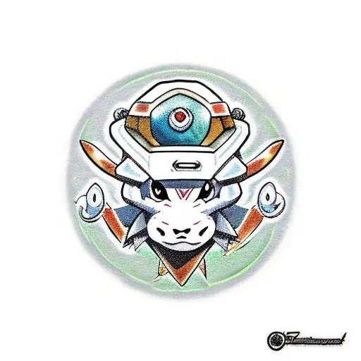 pokemon Cubone with master chief helmet tattoo design idea