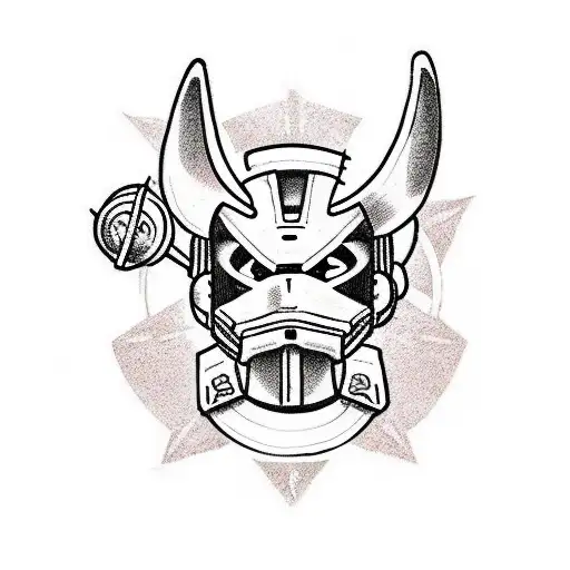 pokemon Cubone wearing halo master chief helmet tattoo design idea