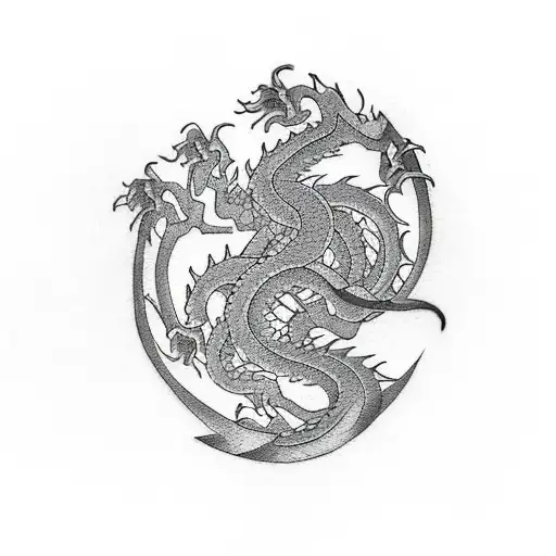 tete de dragon corne arbre de cerisier tattoo design idea