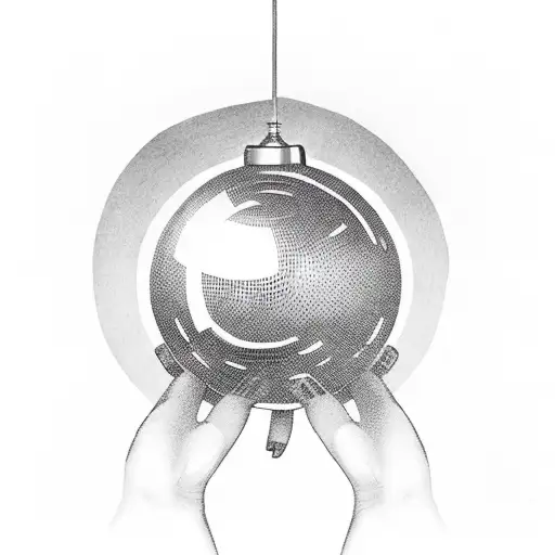 palm holding a disco ball tattoo design idea