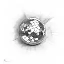 palm holding a mirror ball tattoo design idea
