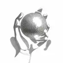 palm holding a mirror ball tattoo design idea