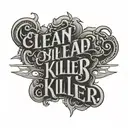 Clean Killer text tattoo design idea