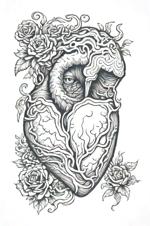 depression and heart disease screaming tattoo design idea
