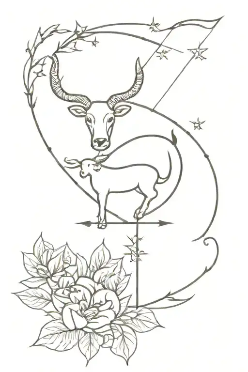 Sagittarius and taurus tattoo design idea