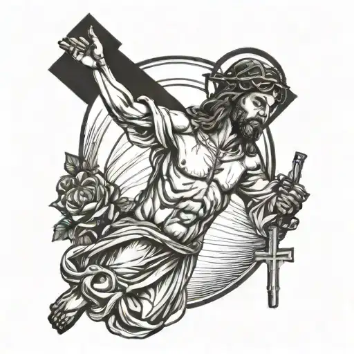 Jesus and crucifix   tattoo design idea