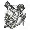Jesus and crucifix   tattoo design idea