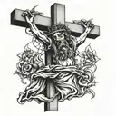 Jesus and crucifix   tattoo design idea