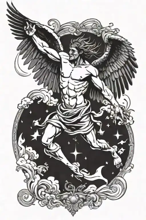 icarus falling from the sky tattoo design idea