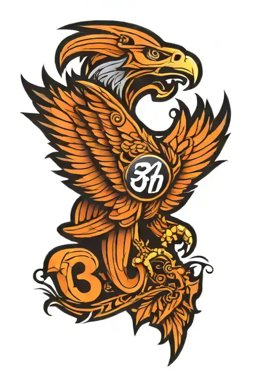 number 34, bmw logo, eagle wings tattoo design idea