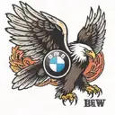 34, bmw logo, eagle wings tattoo design idea
