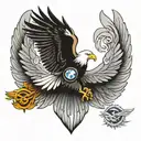 34, bmw logo, eagle wings tattoo design idea