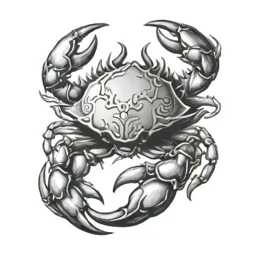 crab with moon intertwined tattoo design idea