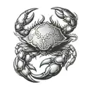 crab with moon intertwined tattoo design idea