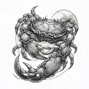 crab with moon intertwined tattoo design idea