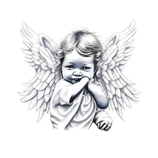 little angel and little demon tattoo design idea